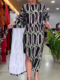 Women's Long Dress Maxi Dress Casual Dress Satin Dress Sheath Dress Geometric Fashion Casual Daily Vacation Going Out Print Long Sleeve Crew Neck Dress Loose Fit Black Summer Spring S M L XL XXL 8 Women's Long Dress Maxi Dress Casual Dress Satin Dress Sheath Dress Geometric Fashion Casual Daily Vacation Going Out Print Long Sleeve Crew Neck Dress Loose Fit Black Summer Spring S M L XL XXL -Casual Print Dress Sales uwsilb1684405919680