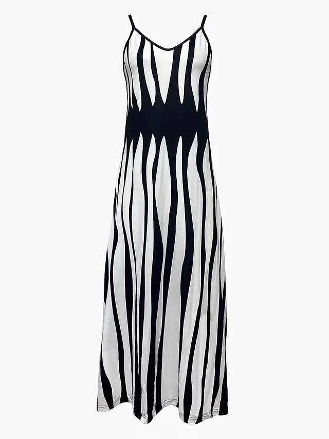 Women's Casual Dress Summer Dress Slip Dress Color Block Print V Neck Long Dress Maxi Dress Active Fashion Outdoor Holiday Sleeveless Regular Fit Black Light Green Pink Summer S M L XL XXL 2 Women's Casual Dress Summer Dress Slip Dress Color Block Print V Neck Long Dress Maxi Dress Active Fashion Outdoor Holiday Sleeveless Regular Fit Black Light Green Pink Summer S M L XL XXL - Image 2