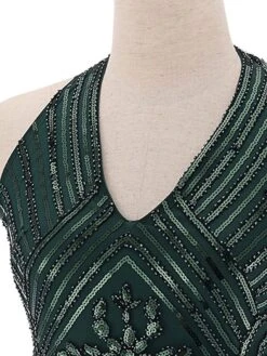 Women's Retro 1920s Sequin Dress Mini Dress Party Halloween Sequins Patchwork Floral Halter Neck Sleeveless Regular Fit Spring Fall 2023 Black Green S M L XL -Casual Print Dress Sales uycrta1693212155749