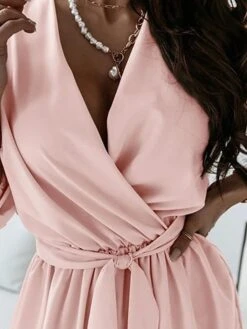 Women's Casual Dress Swing Dress Church Dress Long Dress Maxi Dress Pink Red Blue Long Sleeve Pure Color Lace Up Fall Winter Autumn V Neck Elegant Winter Dress Fall Dress 2023 S M L XL XXL 3XL -Casual Print Dress Sales uzjczk1632306824190