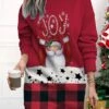 Women's Christmas Casual Dress Sweatshirt Dress Mini Dress Warm Fashion OutdoorVacation Crew Neck Print Santa Claus Loose Fit Black Red Beige S M L XL XXL