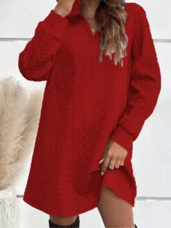 Women's Hoodie Dress Casual Dress Mini Dress Fashion Daily Outdoor Holiday Vacation Hoodie Knit Solid Color Loose Fit Black Red Blue S M L XL XXL -Casual Print Dress Sales vbjumq1697541641153