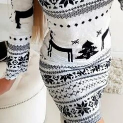 Women‘s Christmas Dress Winter Dress Bodycon White Long Sleeve Geometric Snowflake Print Winter Fall Crew Neck Stylish Modern 2023 S M L XL 2XL Sheath Dress -Casual Print Dress Sales vbkghf1663146602662