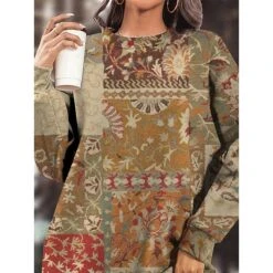 Women's Casual Dress Sweatshirt Dress Winter Dress Floral Geometric Pocket Print Crew Neck Mini Dress Fashion Streetwear Outdoor Daily Long Sleeve Loose Fit Dark Brown Green Khaki Fall Winter S M L 8 Women's Casual Dress Sweatshirt Dress Winter Dress Floral Geometric Pocket Print Crew Neck Mini Dress Fashion Streetwear Outdoor Daily Long Sleeve Loose Fit Dark Brown Green Khaki Fall Winter S M L -Casual Print Dress Sales vbtcbc1695636998140