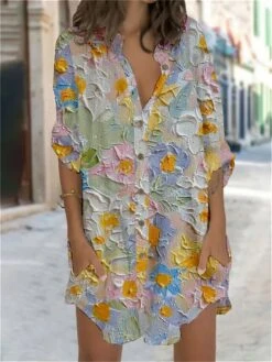 Women's Shirt Dress Casual Dress Shift Dress Mini Dress Outdoor Daily Vacation Polyester Fashion Casual Stand Collar Button Pocket Long Sleeve Summer Spring Fall 2023 Regular Fit Pink Navy Blue Green 5 Women's Shirt Dress Casual Dress Shift Dress Mini Dress Outdoor Daily Vacation Polyester Fashion Casual Stand Collar Button Pocket Long Sleeve Summer Spring Fall 2023 Regular Fit Pink Navy Blue Green -Casual Print Dress Sales vcgwll1680164468029