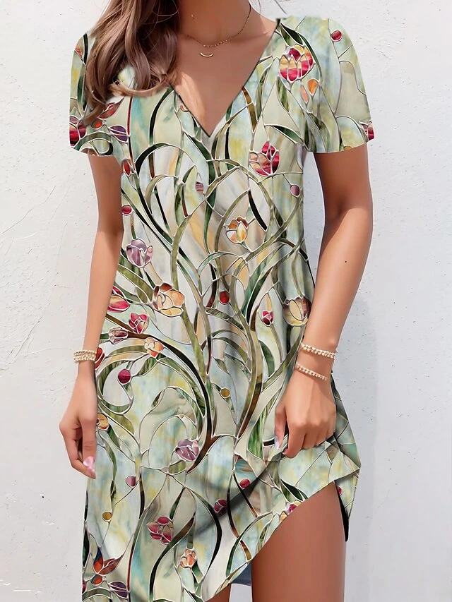 Women's Casual Dress Summer Dress Print Dress Floral Print V Neck Mini Dress Active Fashion Outdoor Daily Short Sleeve Regular Fit Blue Orange Green Summer Spring S M L XL XXL 1 Women's Casual Dress Summer Dress Print Dress Floral Print V Neck Mini Dress Active Fashion Outdoor Daily Short Sleeve Regular Fit Blue Orange Green Summer Spring S M L XL XXL