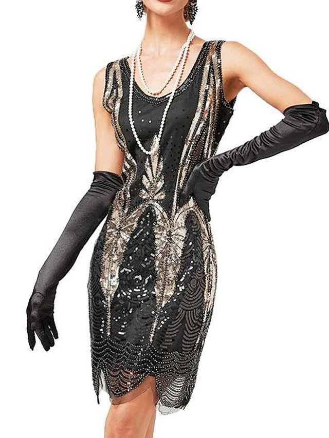 Women's Retro 1920s Sequin Dress Midi Dress Party Halloween Sequins Patchwork Leaf Deep U Sleeveless Regular Fit Spring Fall 2023 Pink Red XS S M L 5 Women's Retro 1920s Sequin Dress Midi Dress Party Halloween Sequins Patchwork Leaf Deep U Sleeveless Regular Fit Spring Fall 2023 Pink Red XS S M L - Image 5