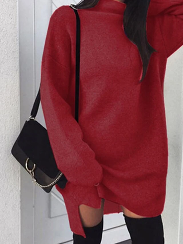 Women's Casual Dress Sweatshirt Dress Mini Dress Fashion Daily Outdoor Holiday Vacation Turtleneck Pure Color Pure Color Loose Fit Yellow Red Blue S M L XL XXL 5 Women's Casual Dress Sweatshirt Dress Mini Dress Fashion Daily Outdoor Holiday Vacation Turtleneck Pure Color Pure Color Loose Fit Yellow Red Blue S M L XL XXL - Image 5