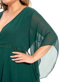 Women‘s Plus Size Curve Casual Dress Swing Dress Plain Long Dress Maxi Dress 3/4 Length Sleeve Layered V Neck Basic Outdoor Dark Green Summer Spring L XL XXL 3XL 4XL -Casual Print Dress Sales vgrbpa1694771219222