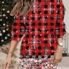 Women's Christmas Casual Dress Sweatshirt Dress Mini Dress Warm Fashion OutdoorVacation Crew Neck Print Geometric Snowman Snowflake Loose Fit White Wine Rusty Red S M L XL XXL