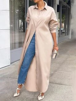 Women's Shirt Dress Casual Dress Midi Dress Outdoor Daily Vacation Polyester Fashion Modern Shirt Collar Split Long Sleeve Fall Winter 2023 Loose Fit Black White Yellow Plain S M L XL XXL 21 Women's Shirt Dress Casual Dress Midi Dress Outdoor Daily Vacation Polyester Fashion Modern Shirt Collar Split Long Sleeve Fall Winter 2023 Loose Fit Black White Yellow Plain S M L XL XXL -Casual Print Dress Sales vhljiv1692342896724