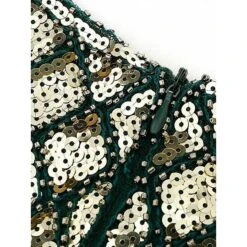 Women's Retro 1920s Fringe Dress Midi Dress Party Halloween Sequins Tassel Fringe Floral V Neck Short Sleeve Regular Fit Spring Fall 2023 Silver Black S M L XL -Casual Print Dress Sales viaccw1692849714657