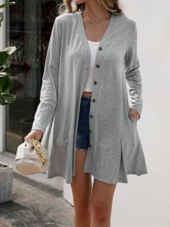 Women's Casual Dress Plain Dress Mini Dress Button Pocket Daily Holiday Date Active Streetwear V Neck Long Sleeve 2023 Loose Fit Black Gray Color S M L XL Size 13 Women's Casual Dress Plain Dress Mini Dress Button Pocket Daily Holiday Date Active Streetwear V Neck Long Sleeve 2023 Loose Fit Black Gray Color S M L XL Size -Casual Print Dress Sales vkygvd1692865132183