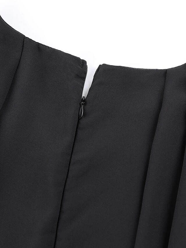 Women‘s Plus Size Curve Work Dress Chiffon Dress Swing Dress Fashion Midi Dress Layered Fake Two Piece Crew Neck 3/4 Length Sleeve Plain Regular Fit Black Red Navy Blue Summer Spring 8 Women‘s Plus Size Curve Work Dress Chiffon Dress Swing Dress Fashion Midi Dress Layered Fake Two Piece Crew Neck 3/4 Length Sleeve Plain Regular Fit Black Red Navy Blue Summer Spring - Image 8