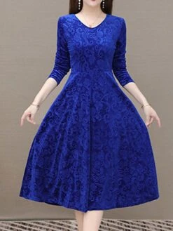 Women's Party Dress Velvet Dress Sheath Dress Knee Length Dress Black Wine Blue Long Sleeve Pure Color Velvet Fall Winter Autumn V Neck Stylish Winter Dress Vacation Fall Dress Slim 2023 M L XL XXL -Casual Print Dress Sales vltpoq1643182758237