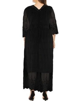 Women‘s Plus Size Curve Prom Dress Party Dress Lace Dress Long Dress Maxi Dress Black 3/4 Length Sleeve Pure Color Lace Summer Spring Fall Square Neck Fashion Winter Dress Birthday Evening -Casual Print Dress Sales vmnvzd1691399446713