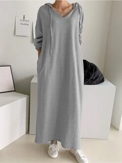 Women's Plus Size Curve Casual Dress Hoodie Dress Solid Color Long Dress Maxi Dress Long Sleeve Pocket Hooded Fashion Outdoor Black Khaki Fall Winter L XL XXL 3XL 4XL 22 Women's Plus Size Curve Casual Dress Hoodie Dress Solid Color Long Dress Maxi Dress Long Sleeve Pocket Hooded Fashion Outdoor Black Khaki Fall Winter L XL XXL 3XL 4XL -Casual Print Dress Sales vmrbje1693970748231