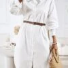 Women's Casual Dress Work Dress Shift Dress Mini Dress Outdoor Office Business Cotton Classic Modern Shirt Collar Button Pocket Long Sleeve Summer Spring Fall 2023 Loose Fit Black White Blue Pure