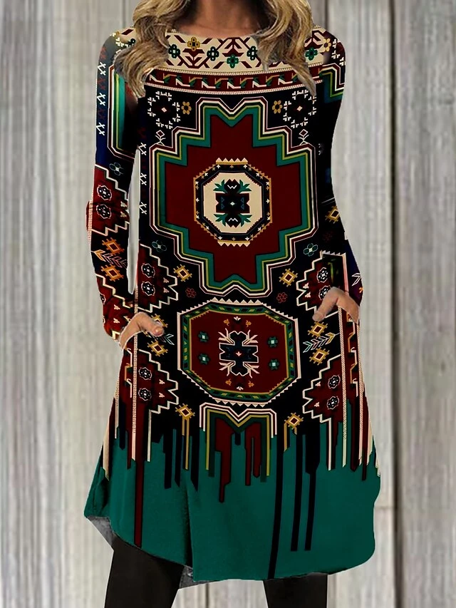 Women's Casual Dress Casual Dress T Shirt Dress Tee Dress Floral Paisley Pocket Print Crew Neck Mini Dress Fashion Outdoor Daily Long Sleeve Regular Fit Black Gray Black Wine Spring Fall S M L XL XXL 8 Women's Casual Dress Casual Dress T Shirt Dress Tee Dress Floral Paisley Pocket Print Crew Neck Mini Dress Fashion Outdoor Daily Long Sleeve Regular Fit Black Gray Black Wine Spring Fall S M L XL XXL - Image 8