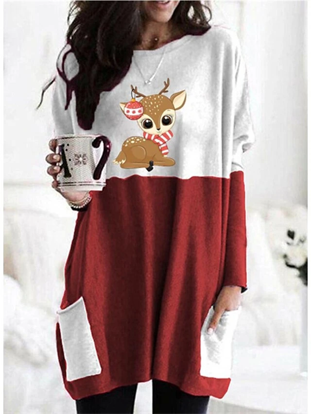 Women's Christmas Casual Dress T Shirt Dress Tee Dress Shift Dress Mini Dress Red 10 Red 13 Red 14 Long Sleeve Santa Claus Pocket Winter Fall Autumn Crew Neck Stylish 2022 S M L XL 2XL 3XL 4XL 5XL 3 Women's Christmas Casual Dress T Shirt Dress Tee Dress Shift Dress Mini Dress Red 10 Red 13 Red 14 Long Sleeve Santa Claus Pocket Winter Fall Autumn Crew Neck Stylish 2022 S M L XL 2XL 3XL 4XL 5XL - Image 3