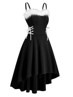 Women's Christmas Swing Dress Slip Dress Vintage Dress Midi Dress Green Black Wine Sleeveless Pure Color Backless Winter Fall Autumn Spaghetti Strap Fashion Daily Date 2022 S M L XL XXL 3XL -Casual Print Dress Sales vqmtus1667815070201