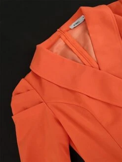 Women's Plus Size Curve Party Dress Work Dress Swing Dress Plain Long Dress Maxi Dress Short Sleeve Pleated Shirt Collar Fashion Party Orange Fall Winter XL XXL 3XL 4XL -Casual Print Dress Sales vqoidd1694425986159