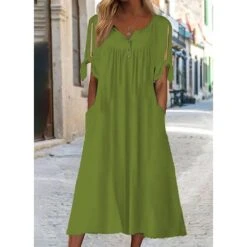 Women's Casual Dress Shift Dress White Dress Midi Dress White Short Sleeve Pure Color Button Summer Spring V Neck Basic Vacation Loose Fit 2023 S M L XL XXL 3XL 18 Women's Casual Dress Shift Dress White Dress Midi Dress White Short Sleeve Pure Color Button Summer Spring V Neck Basic Vacation Loose Fit 2023 S M L XL XXL 3XL -Casual Print Dress Sales vqqcxl1679549859863