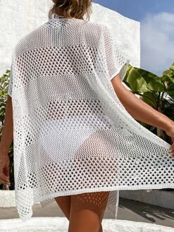 Women's Cover Up Beach Dress Beach Wear Mini Dress Hole Casualy Plain V Neck Short Sleeve Loose Fit Outdoor Daily Black White 2023 Spring Summer One Size 22 Women's Cover Up Beach Dress Beach Wear Mini Dress Hole Casualy Plain V Neck Short Sleeve Loose Fit Outdoor Daily Black White 2023 Spring Summer One Size -Casual Print Dress Sales vsscij1673338615963