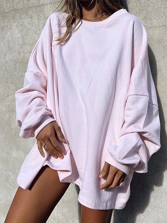 Women's Casual Dress Sweatshirt Dress Plain Dress Mini Dress Patchwork Oversized Outdoor Daily Sports Active Fashion Crew Neck Long Sleeve 2023 Loose Fit Pink Fuchsia Orange Color S M L XL Size 1 Women's Casual Dress Sweatshirt Dress Plain Dress Mini Dress Patchwork Oversized Outdoor Daily Sports Active Fashion Crew Neck Long Sleeve 2023 Loose Fit Pink Fuchsia Orange Color S M L XL Size