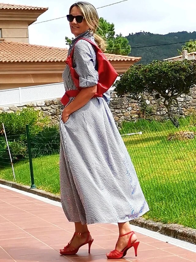 Women's Shirt Dress Casual Dress Maxi Long Dress Outdoor Winter Dress Daily Cotton Cotton And Linen Fashion Casual Shirt Collar Lace Up Pocket Long Sleeve Summer Spring Fall 2023 Regular Fit Pink 6 Women's Shirt Dress Casual Dress Maxi Long Dress Outdoor Winter Dress Daily Cotton Cotton And Linen Fashion Casual Shirt Collar Lace Up Pocket Long Sleeve Summer Spring Fall 2023 Regular Fit Pink - Image 6