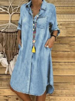 Women's Shirt Dress Casual Dress Shift Dress Midi Dress Outdoor Winter Dress Daily Polyester Basic Casual Shirt Collar Button Pocket Long Sleeve Winter Fall Spring 2023 Regular Fit Black Navy Blue