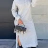 Women's Casual Dress Hoodie Dress Shift Dress Midi Dress Split Daily Date Vacation Active Fashion Hooded Long Sleeve 2023 Loose Fit Gray Color S M L XL Size