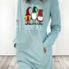 Women's Christmas Sweatshirt Dress Winter Dress Short Mini Dress Light Blue Grey White Long Sleeve Letter Santa Claus Pocket Print Fall Winter Crew Neck Stylish Casual 2022 S M L XL 2XL