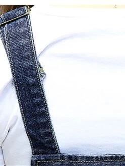 Women's Denim Overall Pinafore Dress Midi Dress Cotton Denim Stylish Basic Outdoor Daily Vacation Square Neck Pocket Raw Edge Sleeveless Summer Spring 2023 Regular Fit Dark Blue Pure Color M L XL XXL -Casual Print Dress Sales wbqfvx1643183947067