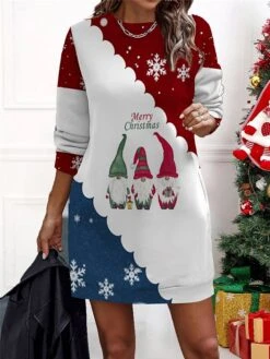 Women‘s Christmas Casual Dress Sweatshirt Dress Mini Dress Warm Fashion Outdoor Holiday Crew Neck Print Geometric Santa Claus Loose Fit Red Burgundy Navy Blue S M L XL XXL 8 Women‘s Christmas Casual Dress Sweatshirt Dress Mini Dress Warm Fashion Outdoor Holiday Crew Neck Print Geometric Santa Claus Loose Fit Red Burgundy Navy Blue S M L XL XXL -Casual Print Dress Sales wejocg1694661943376