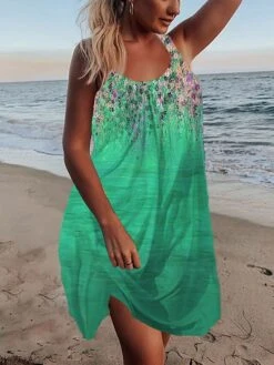 Women's Casual Dress Sundress Summer Dress Floral Ombre Print Strap Mini Dress Active Tropical Outdoor Daily Sleeveless Loose Fit Blue Green Light Blue Summer Spring S M L XL XXL