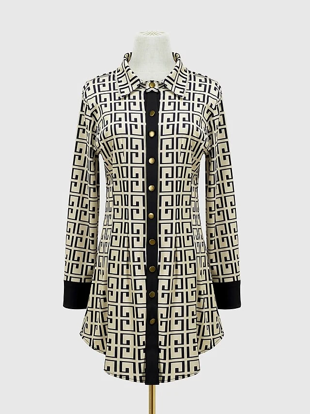 Women's Shirt Dress Casual Dress Sheath Dress Mini Dress Outdoor Daily Date Cotton Polyester Fashion Modern Shirt Collar Patchwork Button Long Sleeve Fall 2023 Regular Fit Blue Khaki Letter S M L XL 7 Women's Shirt Dress Casual Dress Sheath Dress Mini Dress Outdoor Daily Date Cotton Polyester Fashion Modern Shirt Collar Patchwork Button Long Sleeve Fall 2023 Regular Fit Blue Khaki Letter S M L XL - Image 7