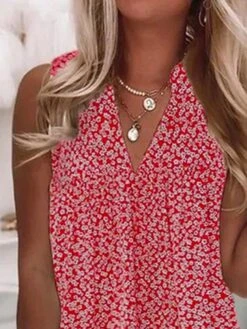 Women's Casual Dress Shift Dress Floral Dress Floral Print V Neck Mini Dress Active Fashion Outdoor Daily Sleeveless Loose Fit Red Spring Summer S M L XL XXL -Casual Print Dress Sales wguzmc1675767840425