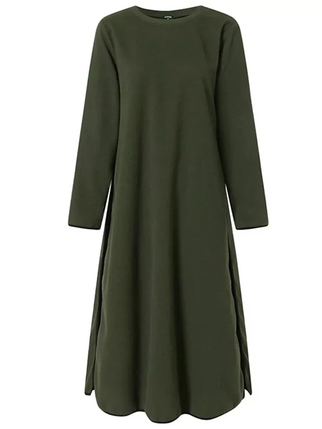 Women's Casual Dress Sweater Dress Sweatshirt Dress Midi Dress Black Army Green Gray Long Sleeve Pure Color Split Fall Winter Autumn Crew Neck Casual Winter Dress Vacation Fall Dress 2023 S M L XL 10 Women's Casual Dress Sweater Dress Sweatshirt Dress Midi Dress Black Army Green Gray Long Sleeve Pure Color Split Fall Winter Autumn Crew Neck Casual Winter Dress Vacation Fall Dress 2023 S M L XL - Image 10