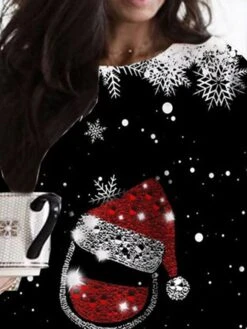 Women‘s Plus Size Christmas Dress Casual Dress Cat Long Sleeve Winter Fall Casual Festival Mini Dress Going Out Dress -Casual Print Dress Sales whgaix1667812445973