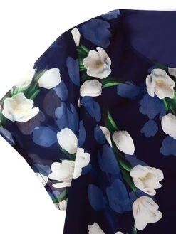 Women‘s Plus Size Curve Casual Dress Swing Dress A Line Dress Floral Long Dress Maxi Dress Short Sleeve Mesh Print Crew Neck Elegant Daily Dark Blue Summer Spring L XL XXL 3XL 4XL -Casual Print Dress Sales whgwon1684146510814