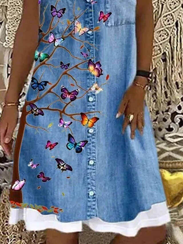 Women‘s Casual Dress Midi Dress Blue Sleeveless Animal Print Spring Summer Boat Neck Casual 2023 S M L XL XXL 3XL 3 Women‘s Casual Dress Midi Dress Blue Sleeveless Animal Print Spring Summer Boat Neck Casual 2023 S M L XL XXL 3XL - Image 3