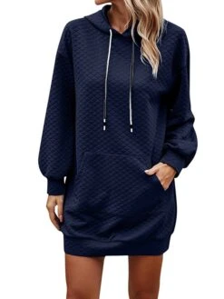 Women's Casual Dress Hoodie Dress Winter Dress Mini Dress Pocket Daily Date Going Out Active Fashion Hooded Long Sleeve 2023 Loose Fit Black Wine Navy Blue Color S M L XL XXL Size -Casual Print Dress Sales wilqqf1694601035989