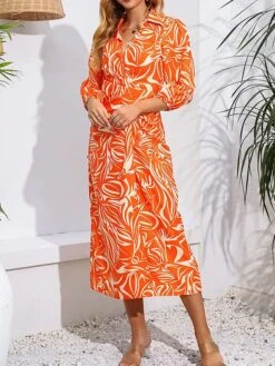 Women's Shirt Dress Casual Dress Wrap Dress Midi Dress Outdoor Daily Date Polyester Fashion Casual Split Neck Lace Up Split Long Sleeve Fall Winter 2023 Regular Fit Orange Green Floral S M L XL 26 Women's Shirt Dress Casual Dress Wrap Dress Midi Dress Outdoor Daily Date Polyester Fashion Casual Split Neck Lace Up Split Long Sleeve Fall Winter 2023 Regular Fit Orange Green Floral S M L XL -Casual Print Dress Sales wisdqc1695367383550