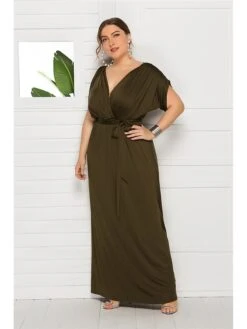 Women's Plus Size Party Dress Solid Color V Neck Short Sleeve Summer Spring Elegant Casual Prom Dress Maxi Long Dress Party Daily Dress 21 Women's Plus Size Party Dress Solid Color V Neck Short Sleeve Summer Spring Elegant Casual Prom Dress Maxi Long Dress Party Daily Dress -Casual Print Dress Sales wjbkfu1636535349344