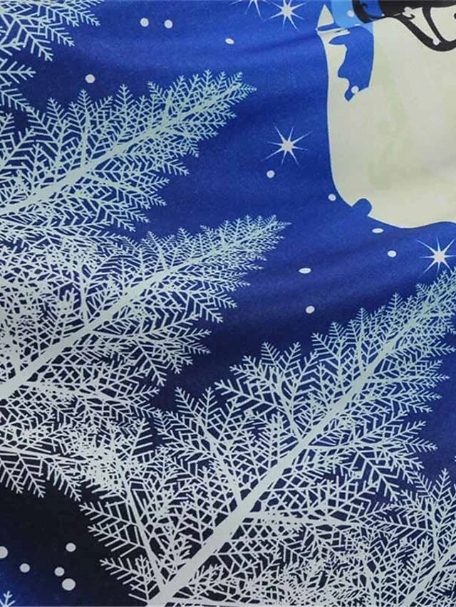 Women's Christmas Swing Dress Vintage DressKnee Length Dress Blue Royal Blue Light Blue Black Long Sleeve Santa Claus Elk Snowman Print Fall Winter Crew Neck Vacation Vintage 2022 S M L XL XXL 3XL 4 Women's Christmas Swing Dress Vintage DressKnee Length Dress Blue Royal Blue Light Blue Black Long Sleeve Santa Claus Elk Snowman Print Fall Winter Crew Neck Vacation Vintage 2022 S M L XL XXL 3XL - Image 4