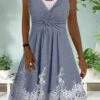 Women's Casual Dress Lace Dress Summer Dress Midi Dress Lace Patchwork Daily Date Going Out Fashion Modern Strap Sleeveless 2023 Regular Fit Blue Color S M L XL XXL Size