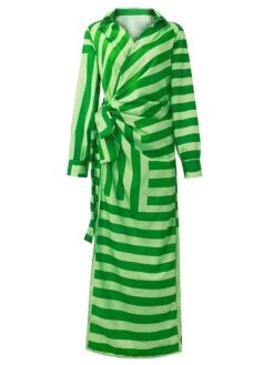 Women's Shirt Dress Bodycon Wrap Dress Maxi Long Dress Outdoor Daily Polyester Fashion Boho Shirt Collar Ruched Split Long Sleeve Summer Fall Spring 2023 Regular Fit Purple Orange Green -Casual Print Dress Sales wmqjpu1678342683860