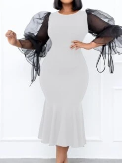 Women‘s Plus Size Curve Party Dress Color Block Crew Neck Mesh 3/4 Length Sleeve Spring Fall Prom Dress Midi Dress Party Going Out Dress 11 Women‘s Plus Size Curve Party Dress Color Block Crew Neck Mesh 3/4 Length Sleeve Spring Fall Prom Dress Midi Dress Party Going Out Dress -Casual Print Dress Sales wnhial1656067338155