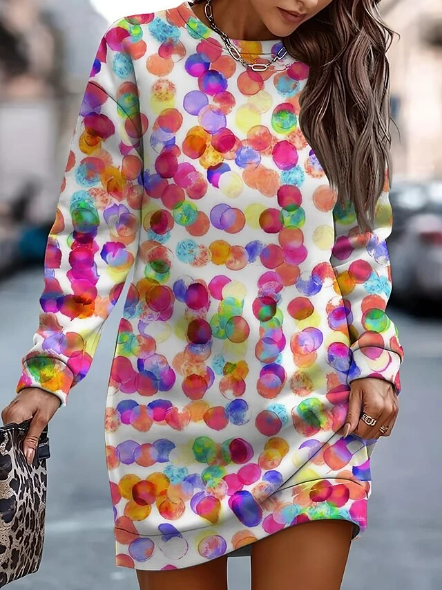 Women's Casual Dress Sweatshirt Dress Winter Dress Floral Geometric Print Crew Neck Mini Dress Fashion Streetwear Outdoor Daily Long Sleeve Loose Fit White Pink Blue Fall Winter S M L XL XXL 6 Women's Casual Dress Sweatshirt Dress Winter Dress Floral Geometric Print Crew Neck Mini Dress Fashion Streetwear Outdoor Daily Long Sleeve Loose Fit White Pink Blue Fall Winter S M L XL XXL - Image 6